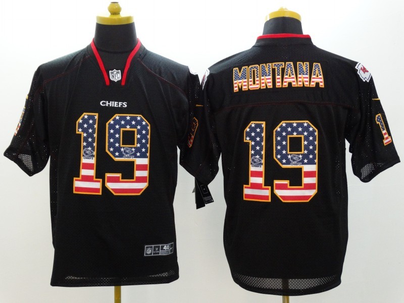 Men's Kansas City Chiefs Joe Montana #19 Black Jersey